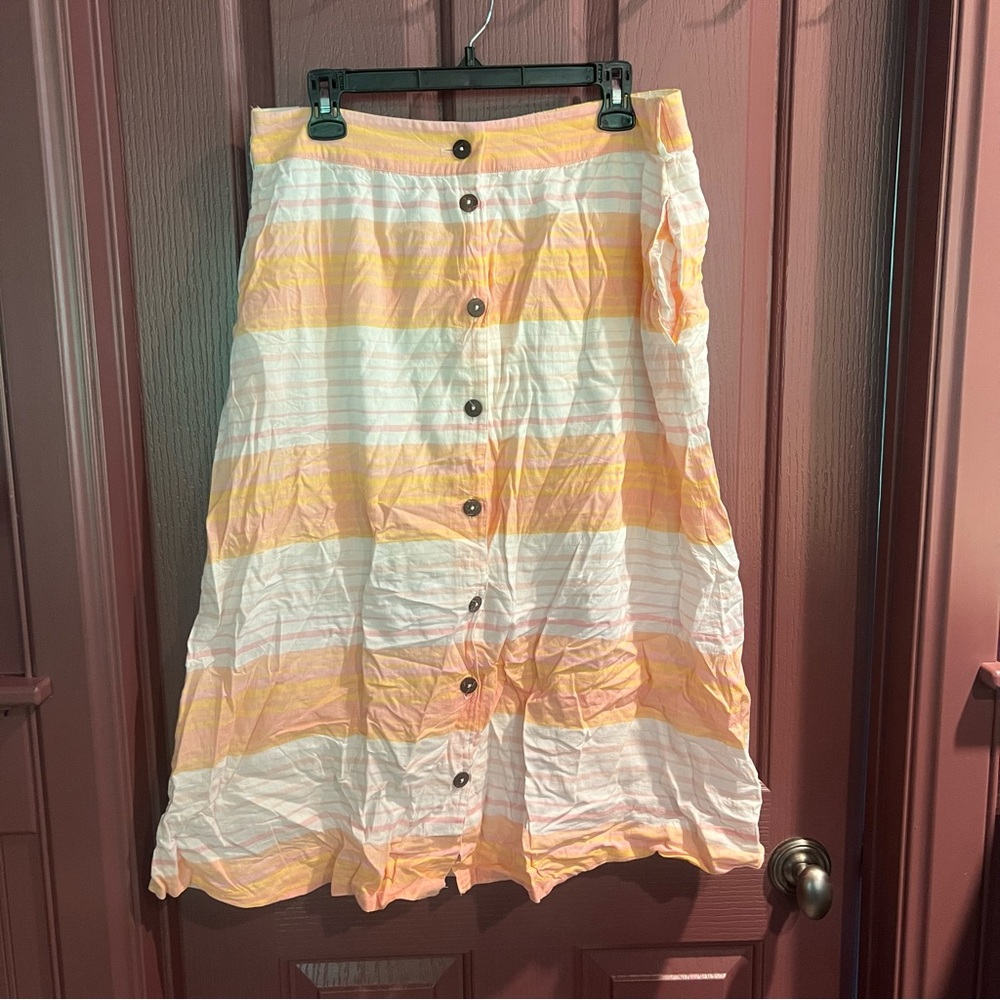 Carve Designs Striped A-Line Skirt in Pink and Yellow